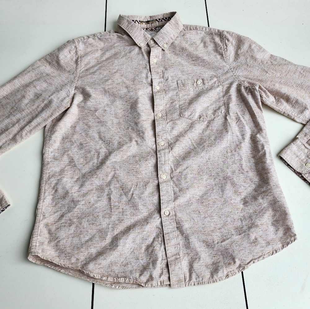 DENIM & FLOWER Ricky Singh Men's Cotton Lyocell Casual Button Up Long Shirt L